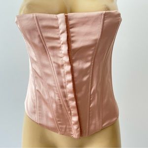 New Zara Corset Bustier Top Sz S Pink Stays Strapless NWT
